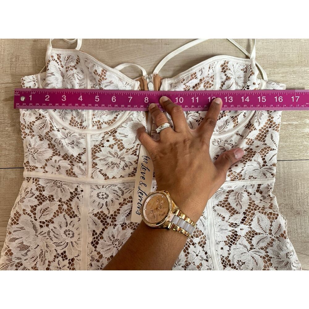 For Love & Lemons Julia Lace White Womens Mini Dress Sz L - Picture 11 of 15